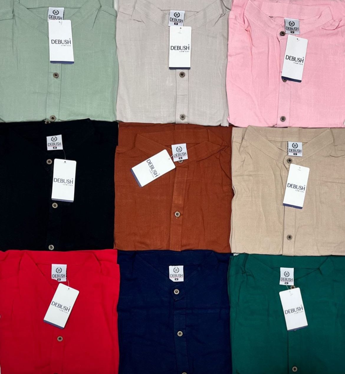 camisa cuello chino en tela de lino